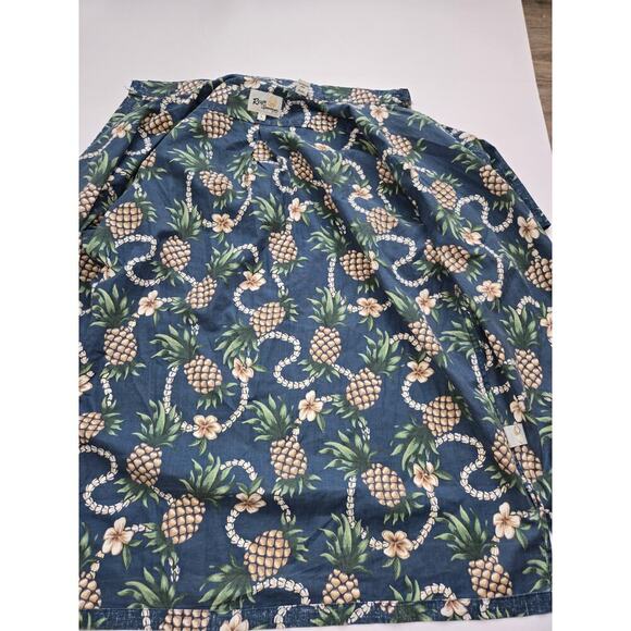 Reyn Spooner Blue Floral Pineapple Hawaiian Camp Shirt - Men’s Size Large EUC - Picture 12 of 14